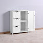 Bathroom Storage Cabinet, White Floor Cabinet with 3 Large Drawers and 1 Adjustable Shelf FredCo