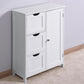 Bathroom Storage Cabinet, White Floor Cabinet with 3 Large Drawers and 1 Adjustable Shelf FredCo