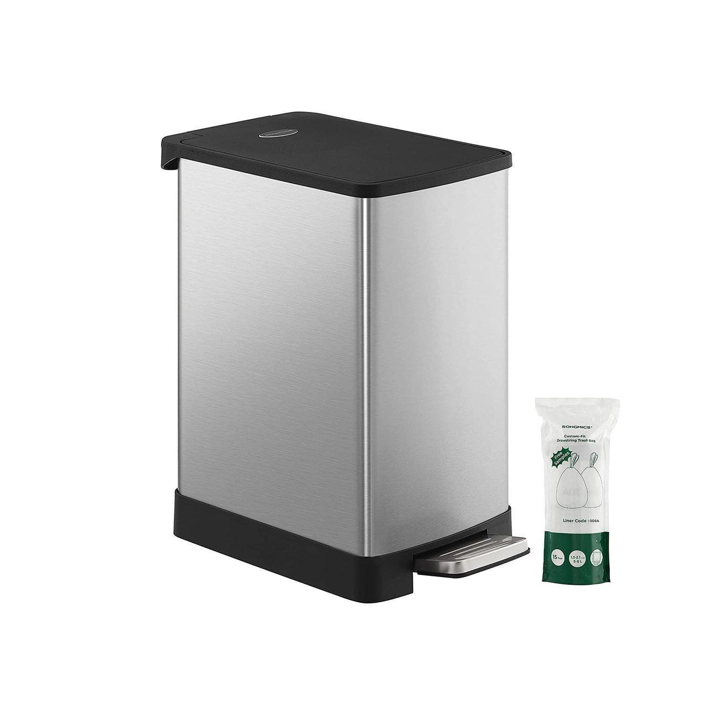Bathroom Trash Garbage Can, 1.5 Gal, Silver FredCo