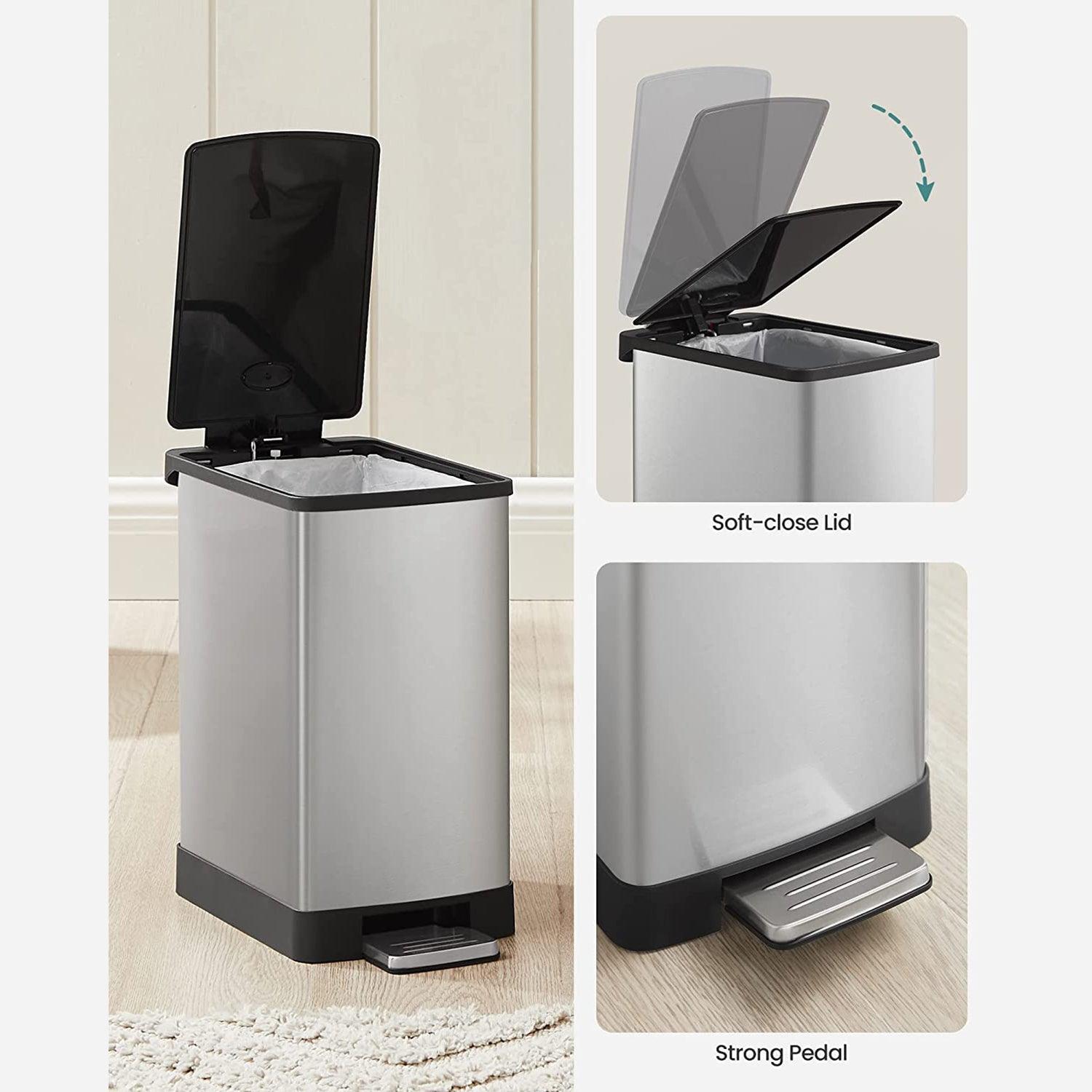 Bathroom Trash Garbage Can, 1.5 Gal, Silver FredCo