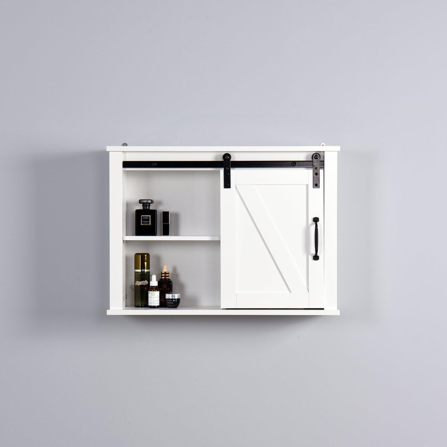 Bathroom Wall Cabinet with 2 Adjustable Shelves Wooden Storage Cabinet with a Barn Door FredCo