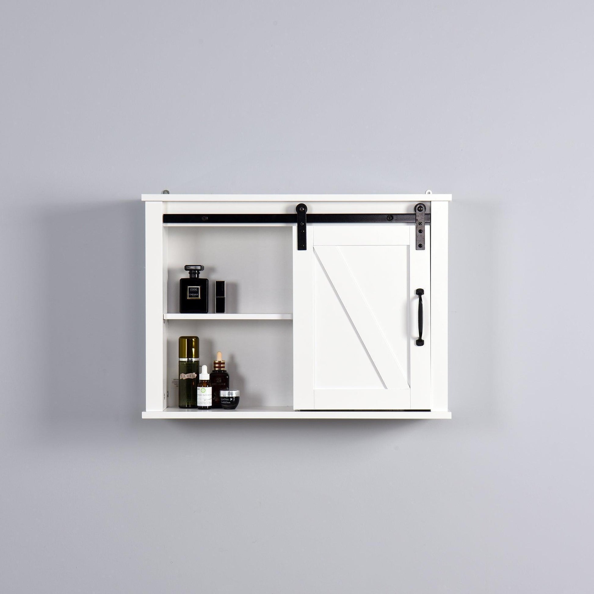 Bathroom Wall Cabinet with 2 Adjustable Shelves Wooden Storage Cabinet with a Barn Door FredCo