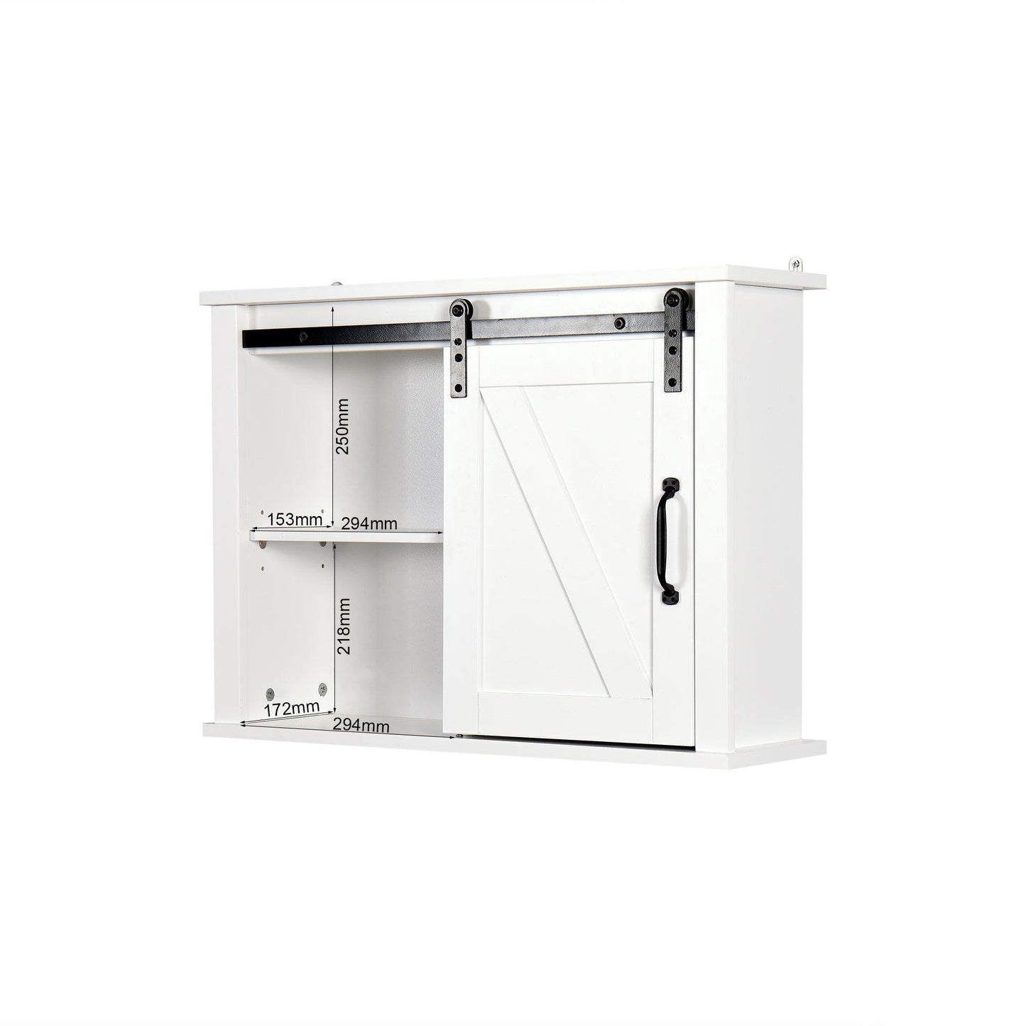 Bathroom Wall Cabinet with 2 Adjustable Shelves Wooden Storage Cabinet with a Barn Door FredCo