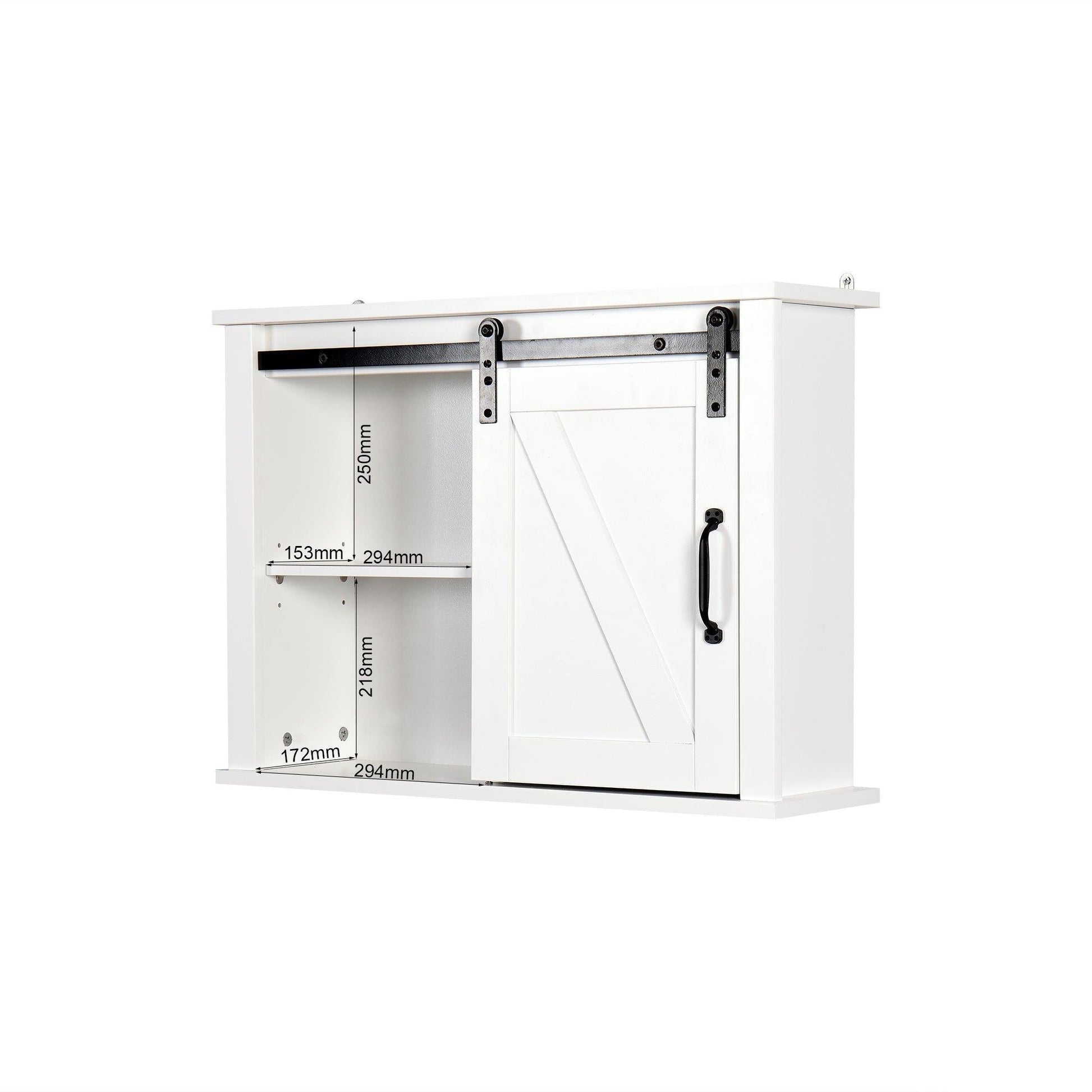 Bathroom Wall Cabinet with 2 Adjustable Shelves Wooden Storage Cabinet with a Barn Door FredCo