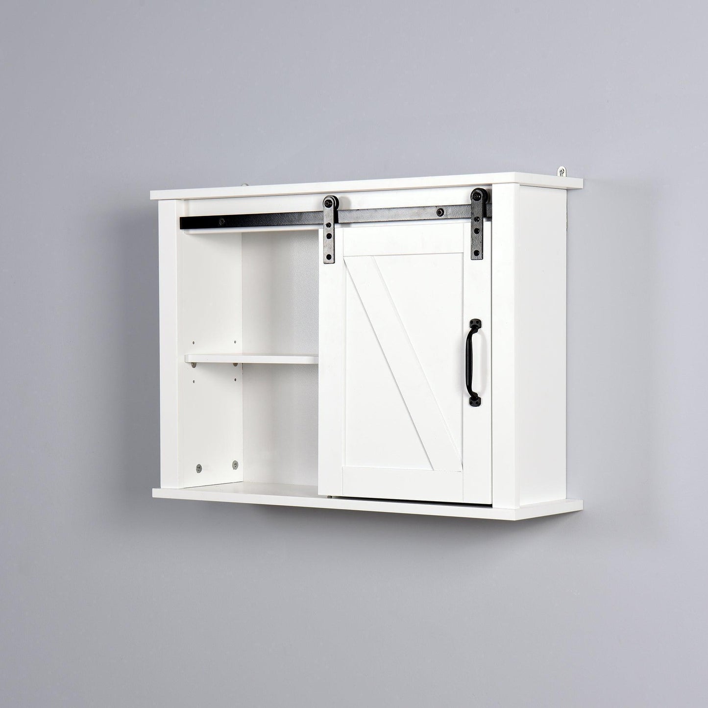Bathroom Wall Cabinet with 2 Adjustable Shelves Wooden Storage Cabinet with a Barn Door FredCo