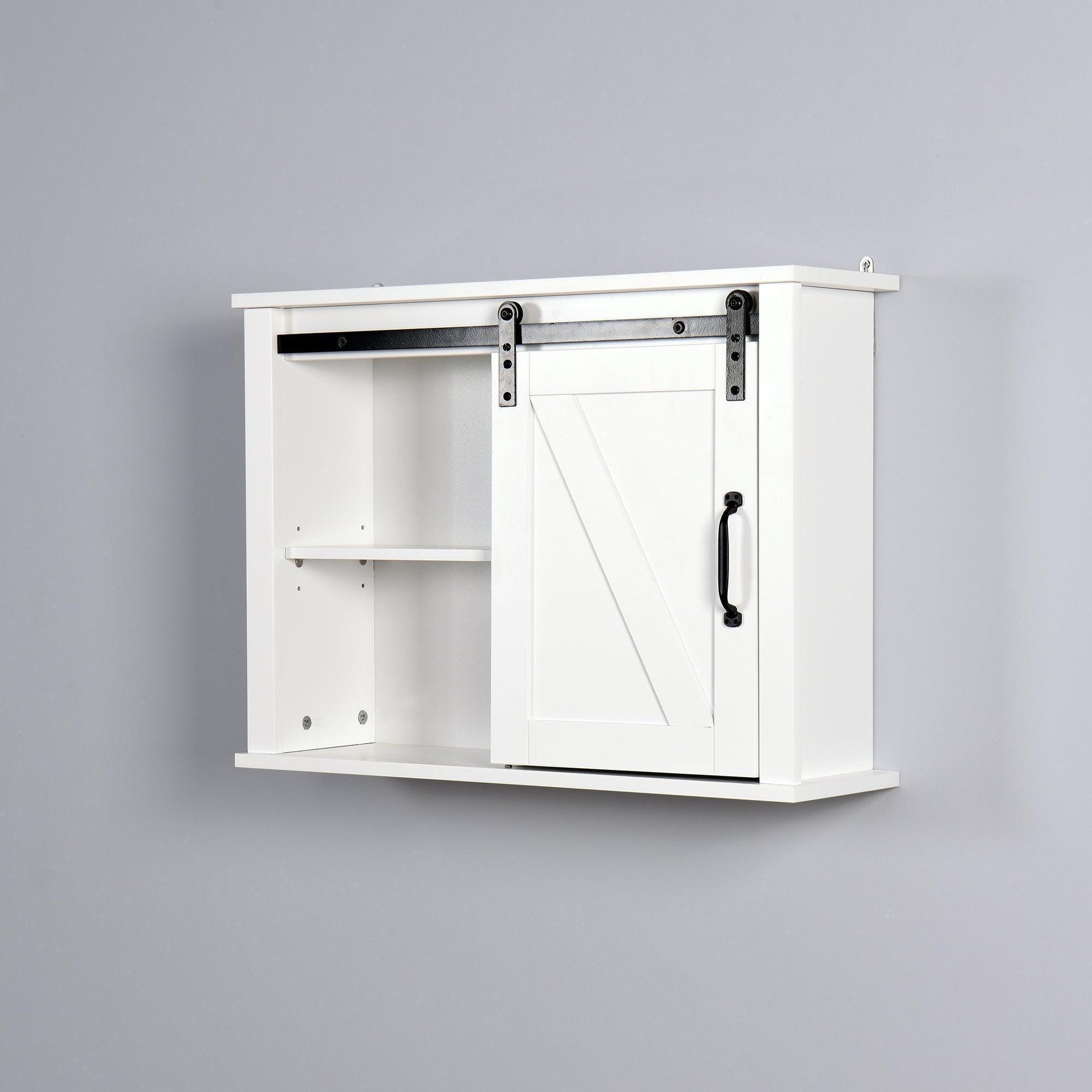 Bathroom Wall Cabinet with 2 Adjustable Shelves Wooden Storage Cabinet with a Barn Door FredCo