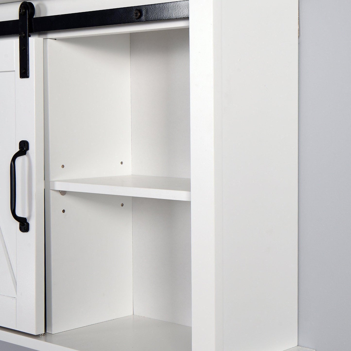Bathroom Wall Cabinet with 2 Adjustable Shelves Wooden Storage Cabinet with a Barn Door FredCo