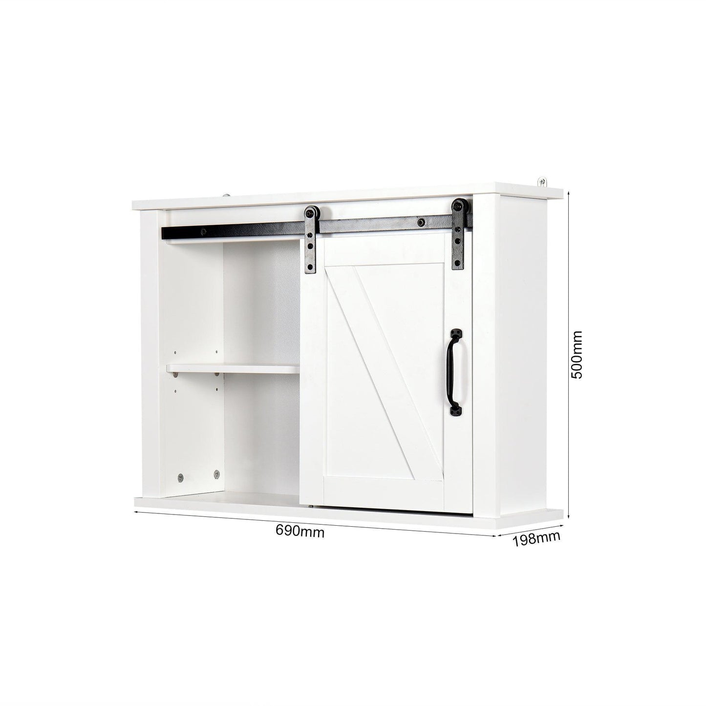 Bathroom Wall Cabinet with 2 Adjustable Shelves Wooden Storage Cabinet with a Barn Door FredCo
