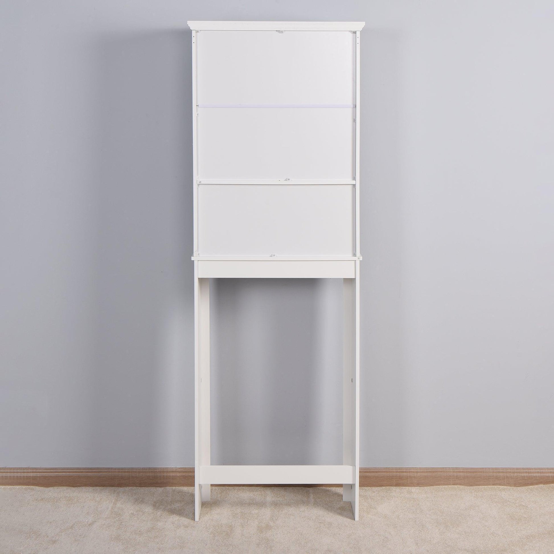 Bathroom Wooden Storage Cabinet Over-The-Toilet White FredCo