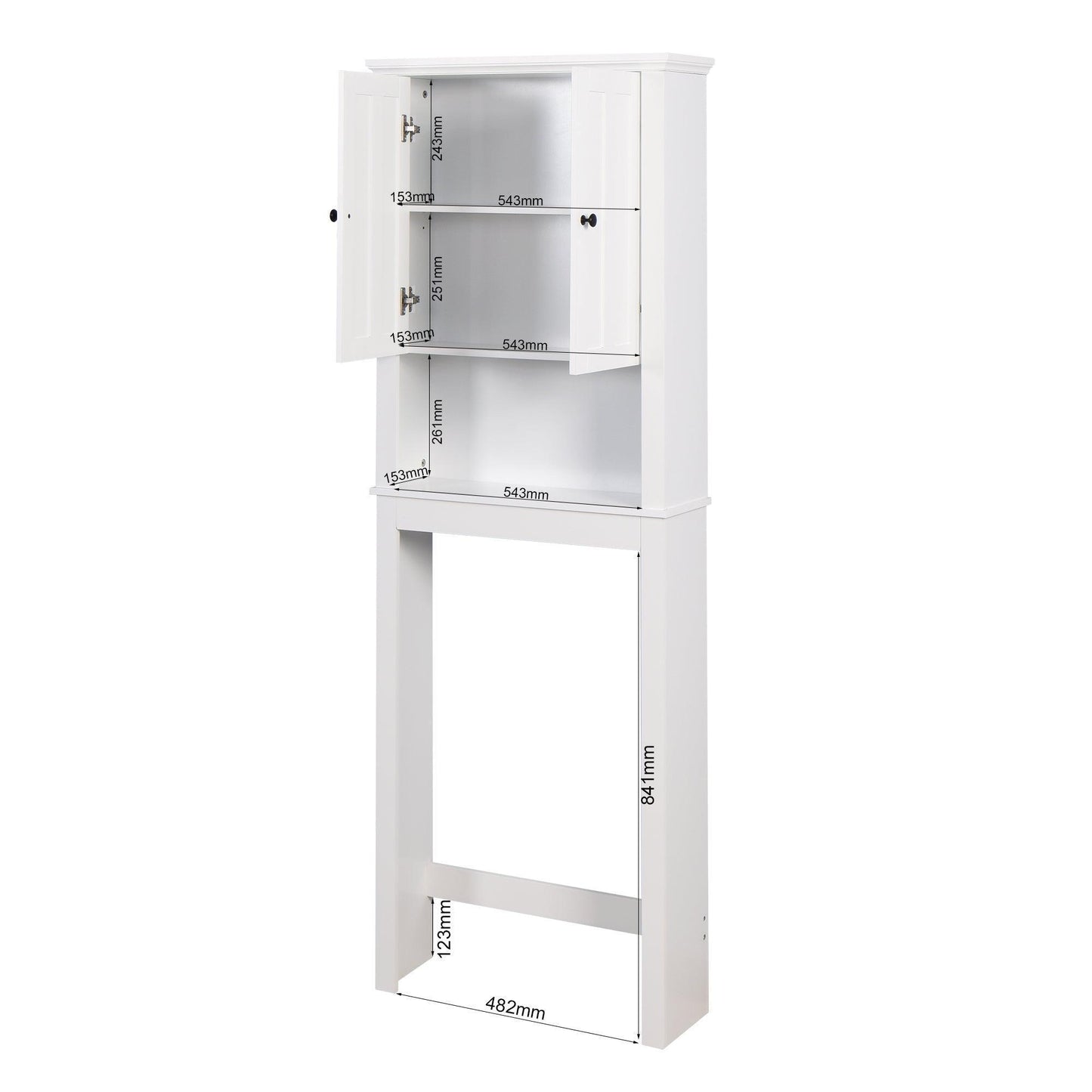 Bathroom Wooden Storage Cabinet Over-The-Toilet White FredCo