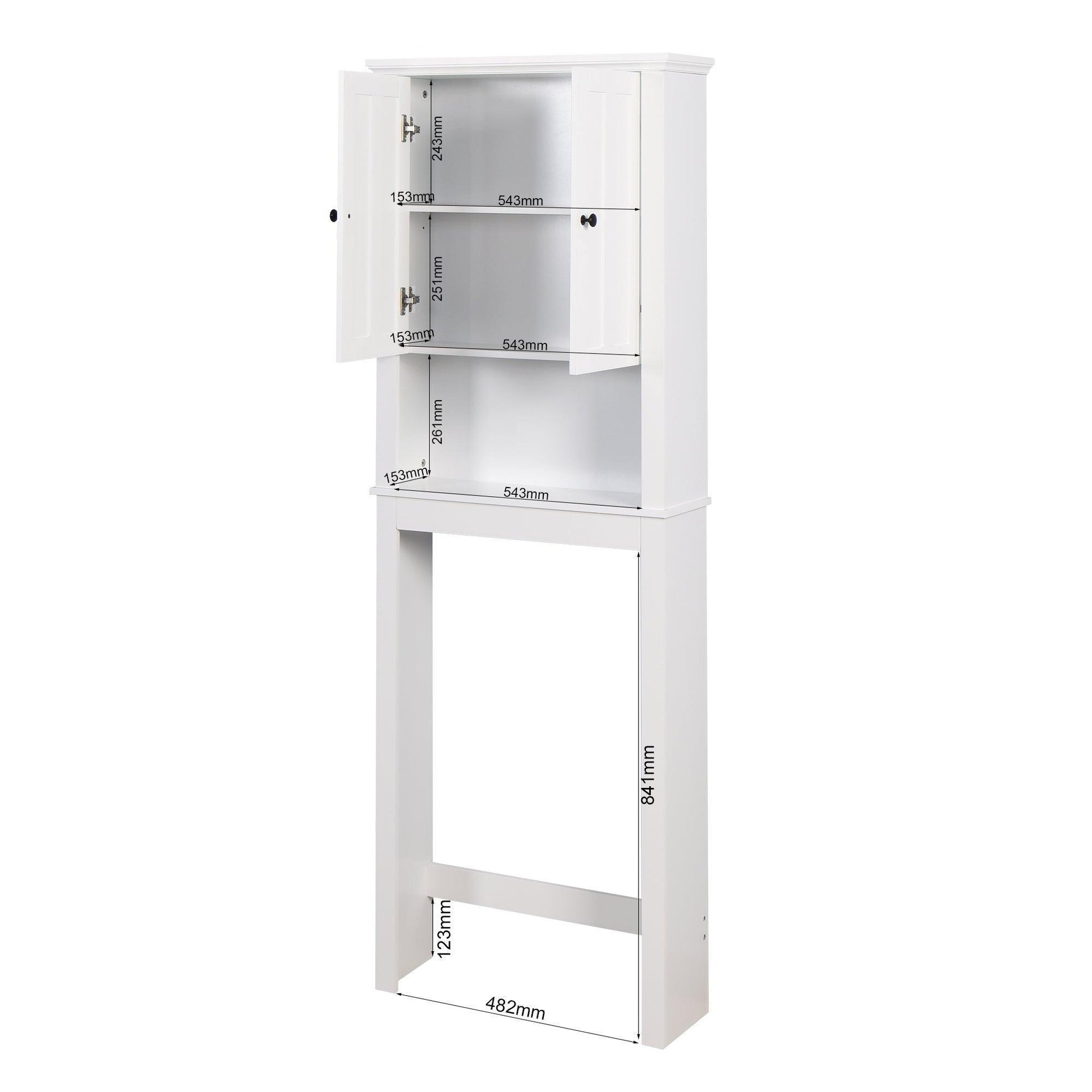 Bathroom Wooden Storage Cabinet Over-The-Toilet White FredCo