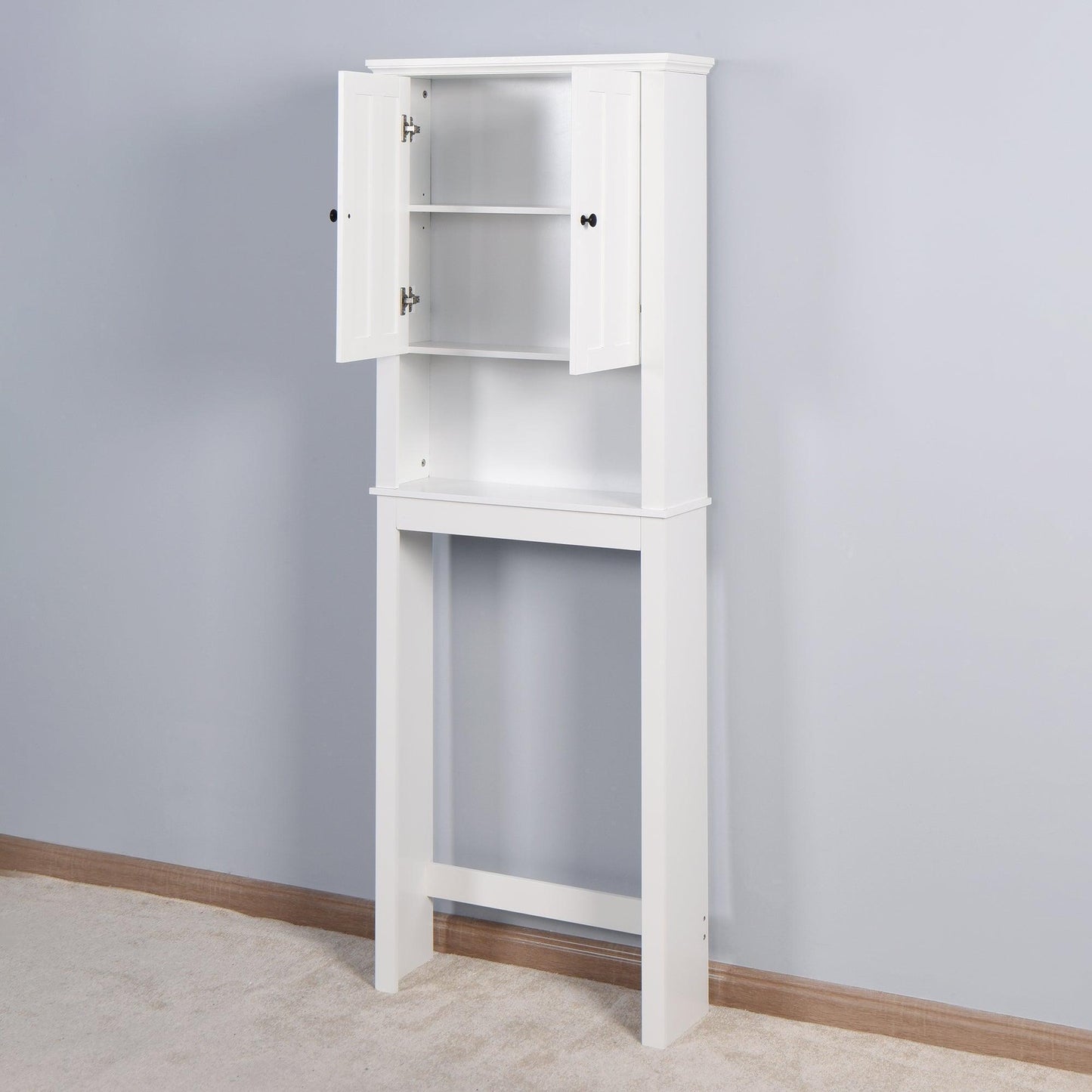 Bathroom Wooden Storage Cabinet Over-The-Toilet White FredCo