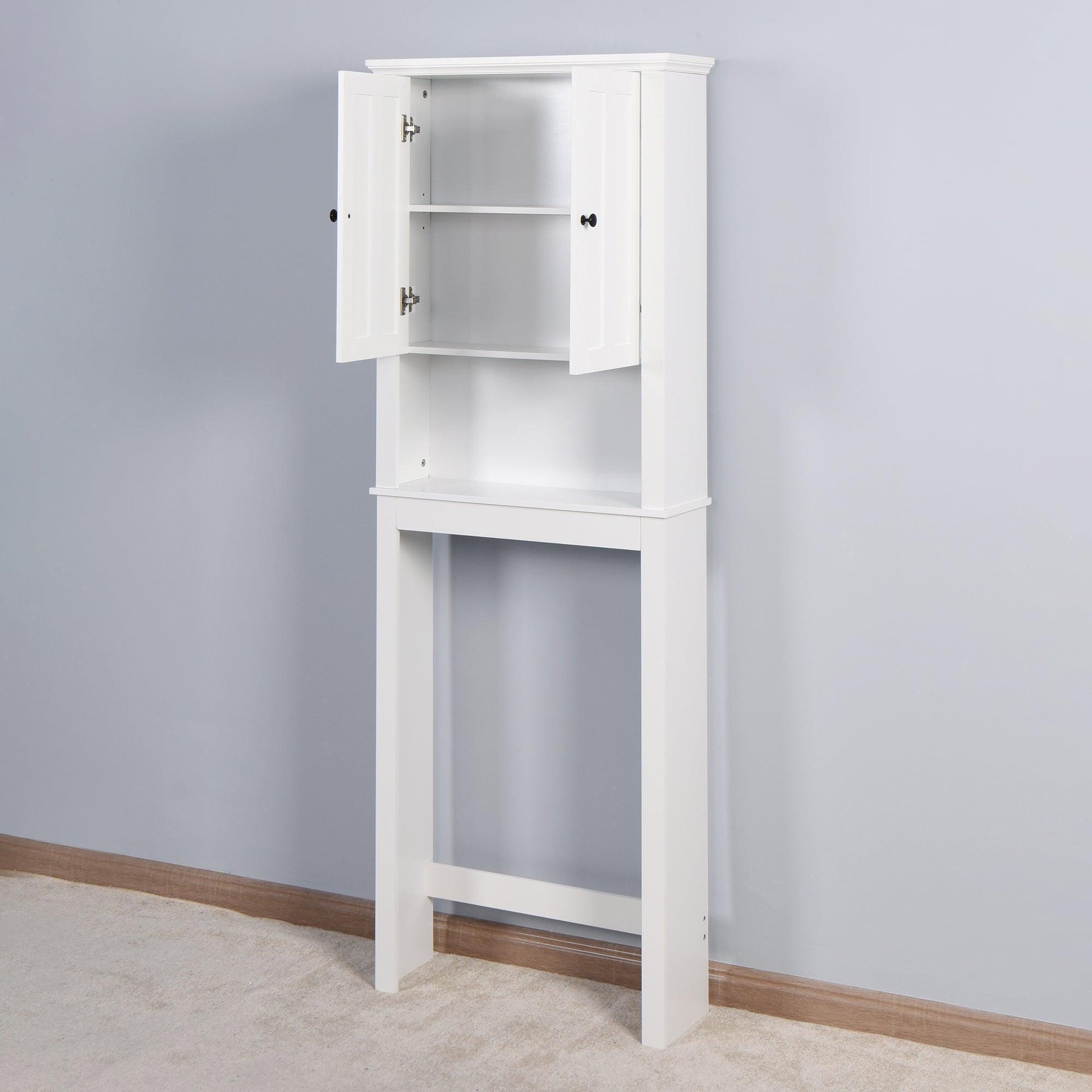 Bathroom Wooden Storage Cabinet Over-The-Toilet White FredCo