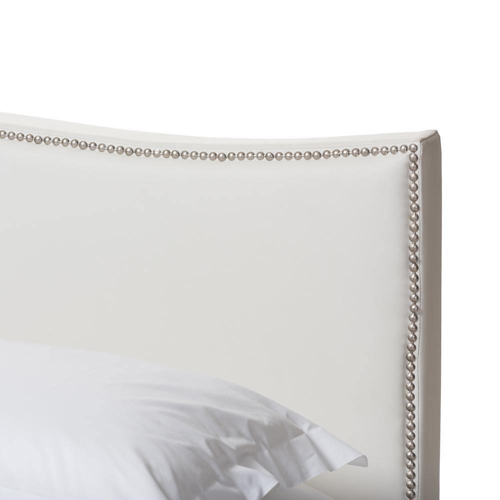 Battersby White Modern Bed with Upholstered Headboard - Queen Size FredCo