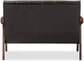 Baxton Furniture Studios Nikko Mid-Century Modern Scandinavian Style Faux Leather Wooden 2 Seater Loveseat, Black FredCo