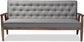 Baxton Studio Sorrento Mid-Century Retro Modern Fabric Upholstered Wooden 3-Seater Sofa, Grey FredCo