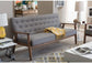 Baxton Studio Sorrento Mid-Century Retro Modern Fabric Upholstered Wooden 3-Seater Sofa, Grey FredCo