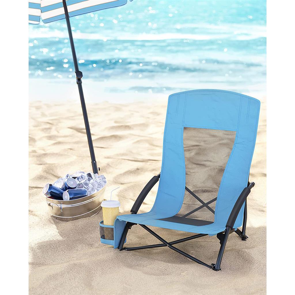 Beach Chair with High Backrest, Light Blue FredCo