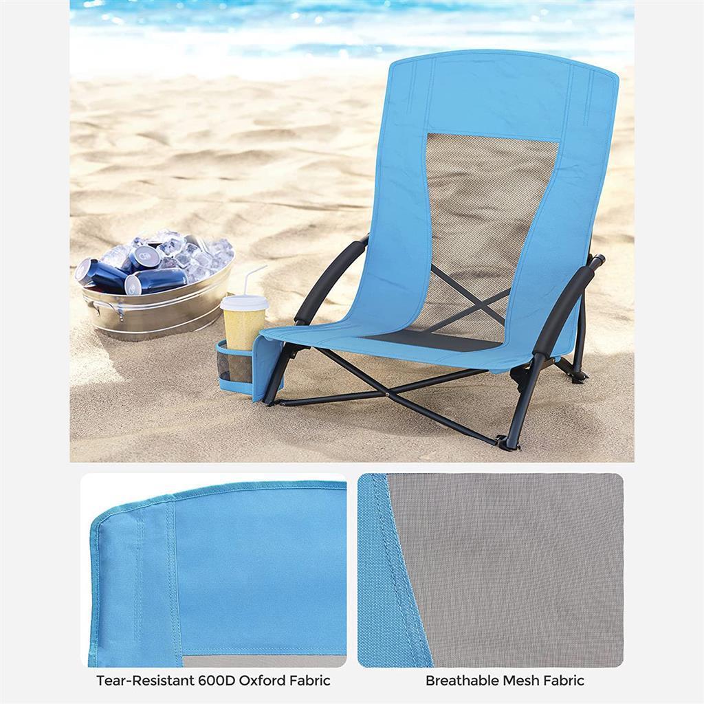 Beach Chair with High Backrest, Light Blue FredCo