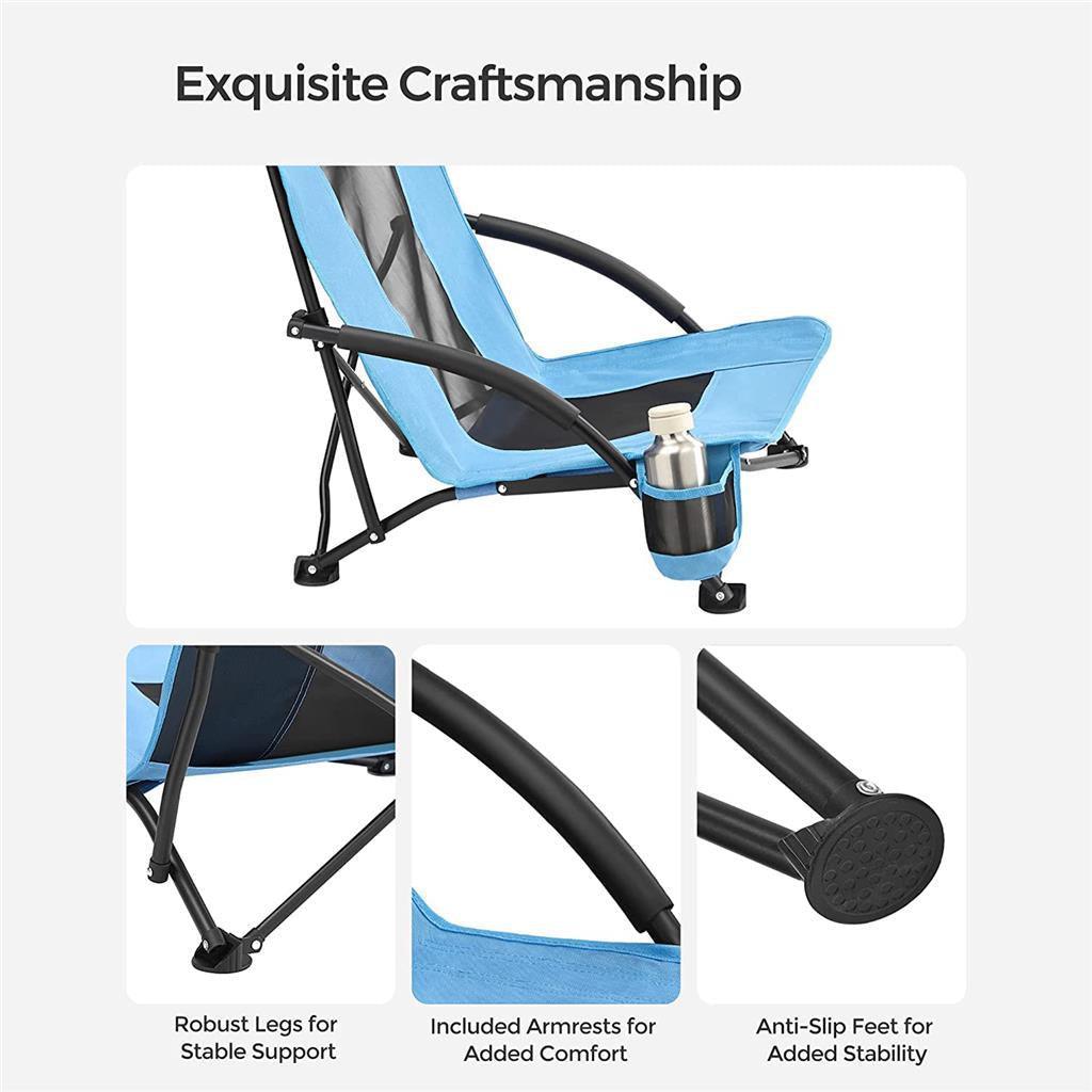Beach Chair with High Backrest, Light Blue FredCo