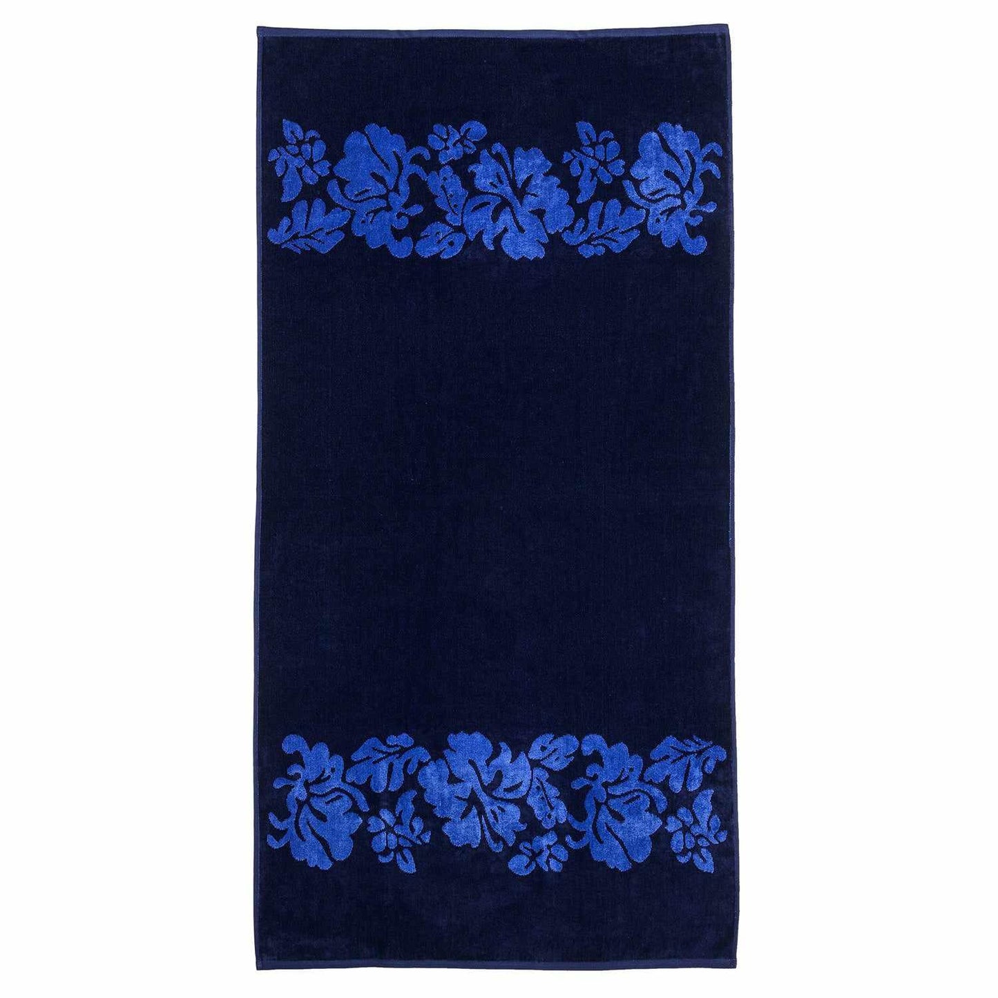 Beach Flowers 100% Combed Cotton Oversized Beach Towel, Navy Blue FredCo