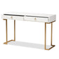 Beagan Modern and Contemporary White Finished Wood and Gold Metal 2-Drawer Console Table FredCo