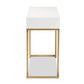 Beagan Modern and Contemporary White Finished Wood and Gold Metal 2-Drawer Console Table FredCo