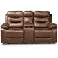 Beasely Modern and Contemporary Distressed Brown Faux Leather Upholstered 2-Seater Reclining Loveseat FredCo