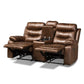 Beasely Modern and Contemporary Distressed Brown Faux Leather Upholstered 2-Seater Reclining Loveseat FredCo