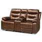 Beasely Modern and Contemporary Distressed Brown Faux Leather Upholstered 3-Piece Living Room Set FredCo