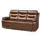 Beasely Modern and Contemporary Distressed Brown Faux Leather Upholstered 3-Seater Reclining Sofa FredCo