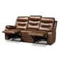 Beasely Modern and Contemporary Distressed Brown Faux Leather Upholstered 3-Seater Reclining Sofa FredCo