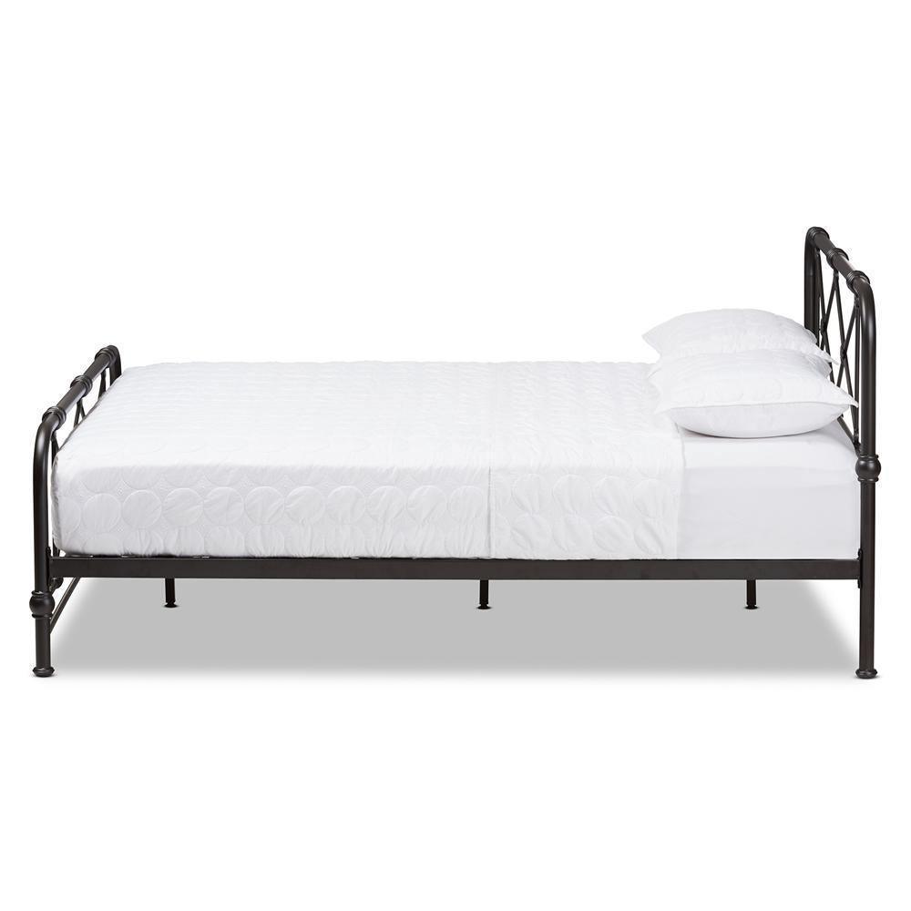 Beatrice Modern And Contemporary Stippled Black Finished Metal Queen Size Platform Bed FredCo