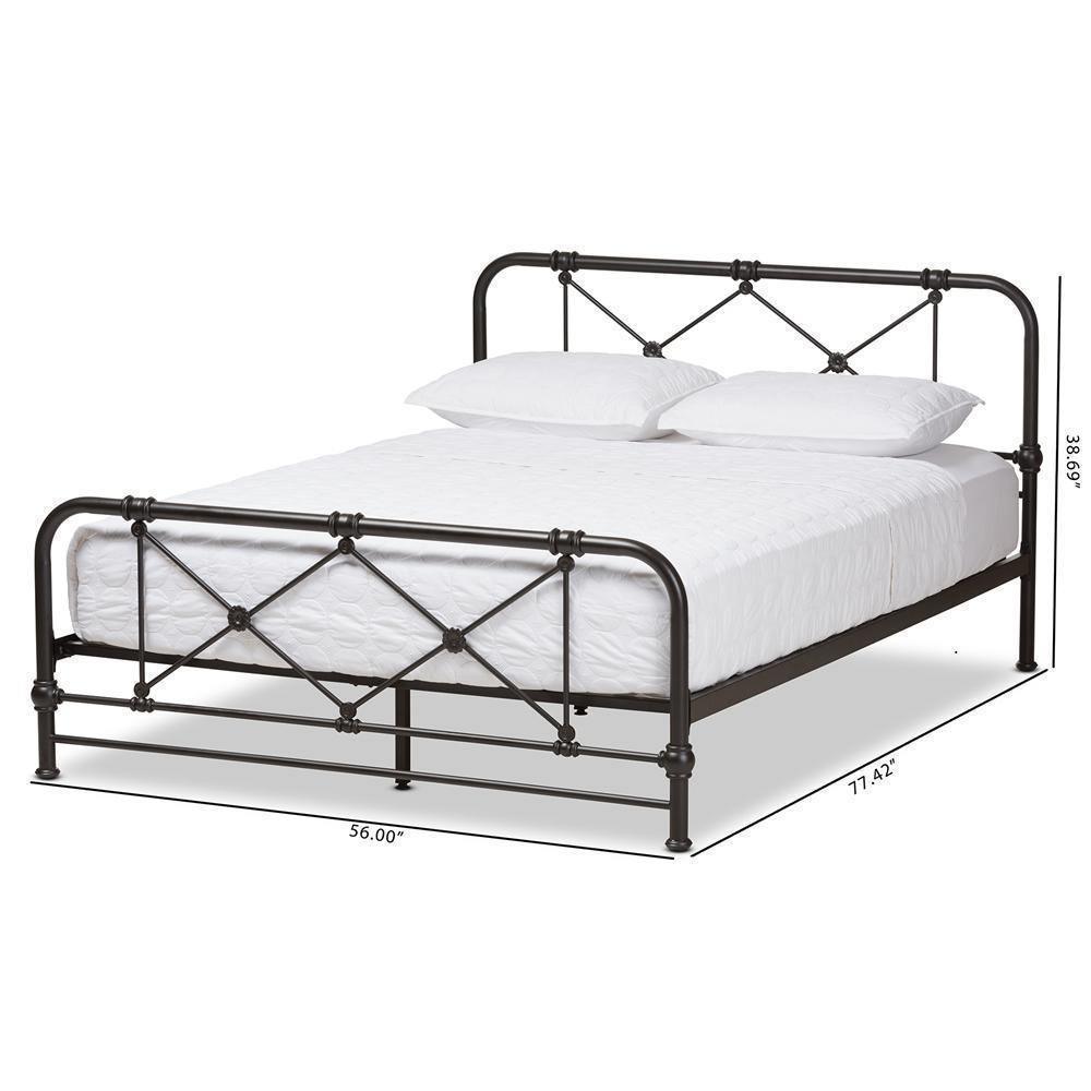 Beatrice Modern And Contemporary Stippled Black Finished Metal Queen Size Platform Bed FredCo