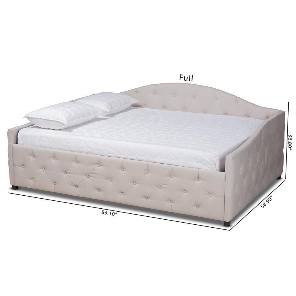 Becker Modern and Contemporary Transitional Beige Fabric Upholstered Full Size Daybed FredCo
