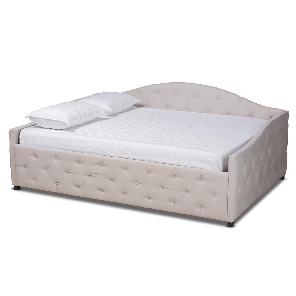 Becker Modern and Contemporary Transitional Beige Fabric Upholstered Full Size Daybed FredCo