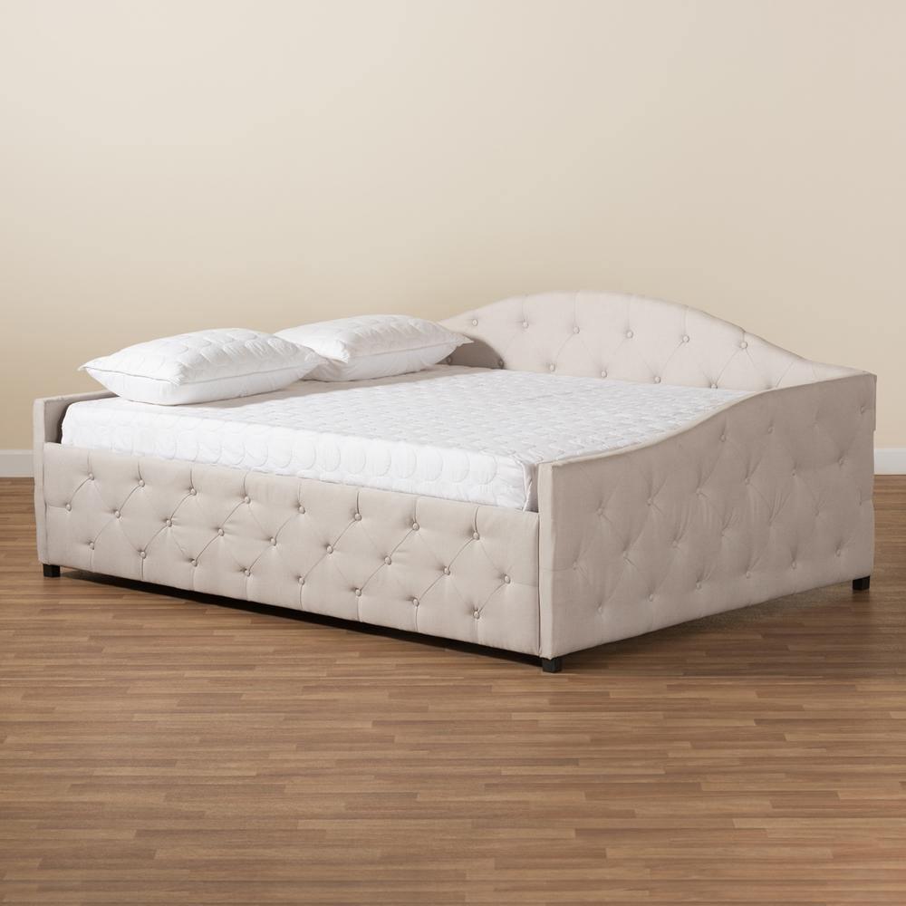 Becker Modern and Contemporary Transitional Beige Fabric Upholstered Full Size Daybed FredCo