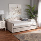 Becker Modern and Contemporary Transitional Beige Fabric Upholstered Full Size Daybed with Trundle FredCo