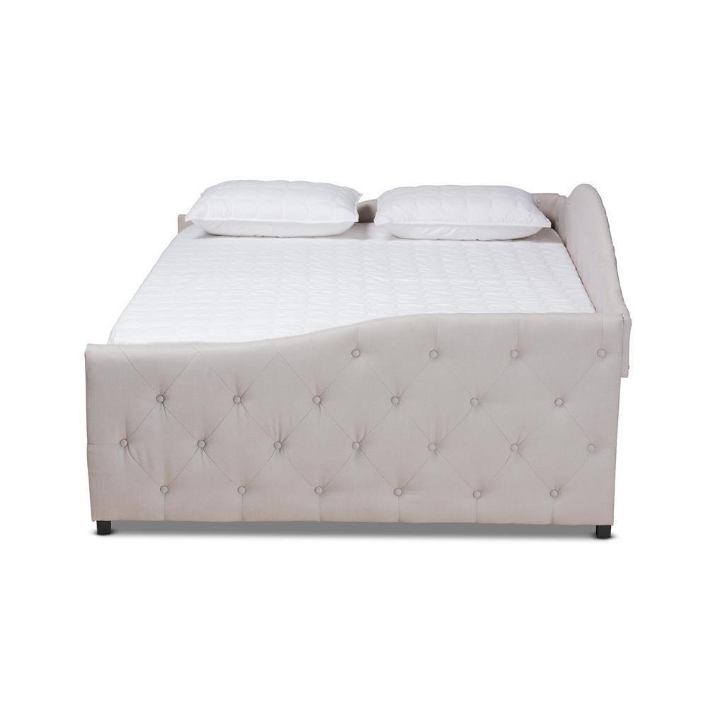 Becker Modern and Contemporary Transitional Beige Fabric Upholstered Queen Size Daybed FredCo