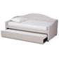 Becker Modern and Contemporary Transitional Beige Fabric Upholstered Twin Size Daybed with Trundle FredCo