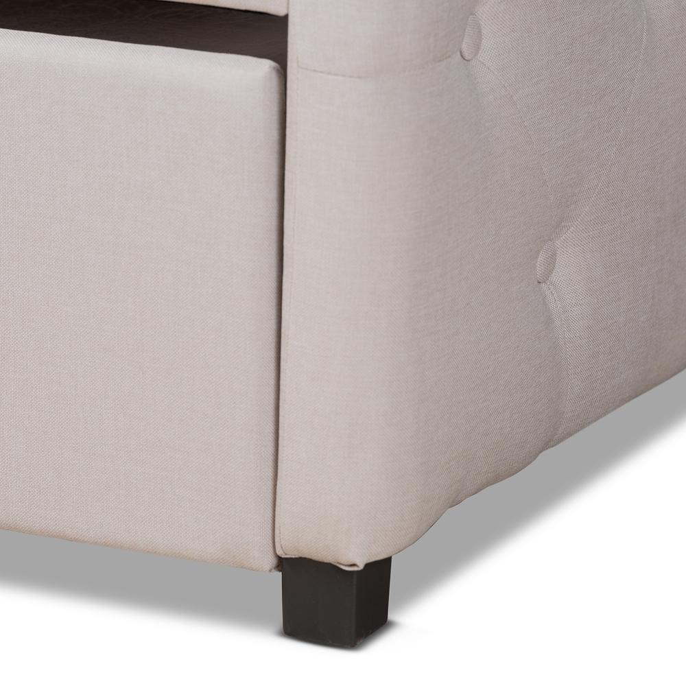 Becker Modern and Contemporary Transitional Beige Fabric Upholstered Twin Size Daybed with Trundle FredCo
