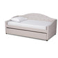 Becker Modern and Contemporary Transitional Beige Fabric Upholstered Twin Size Daybed with Trundle FredCo