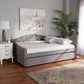 Becker Modern and Contemporary Transitional Grey Fabric Upholstered Full Size Daybed with Trundle FredCo