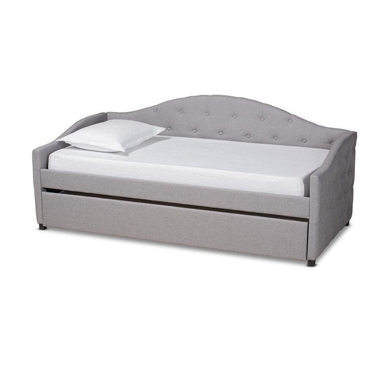 Becker Modern and Contemporary Transitional Grey Fabric Upholstered Twin Size Daybed with Trundle FredCo
