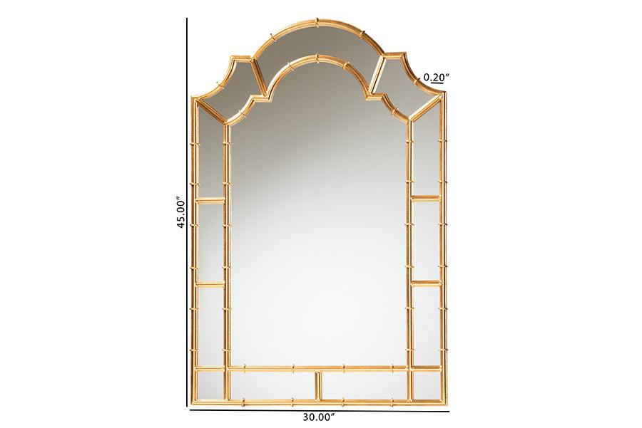 Bedivere Modern Glam and Luxe Antique Goldleaf Metal Accent Wall Mirror FredCo