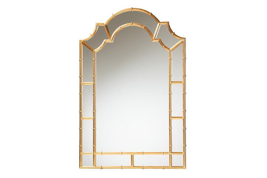 Bedivere Modern Glam and Luxe Antique Goldleaf Metal Accent Wall Mirror FredCo