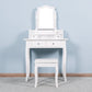 Bedroom Vanity Set with Mirror and 2 Drawers Wooden Makeup Table with Wooden Stool FredCo