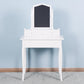 Bedroom Vanity Set with Mirror and 2 Drawers Wooden Makeup Table with Wooden Stool FredCo