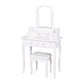 Bedroom Vanity Set with Mirror and 2 Drawers Wooden Makeup Table with Wooden Stool FredCo