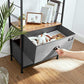 Bedside Table with 2 Fabric Drawers, Gray FredCo